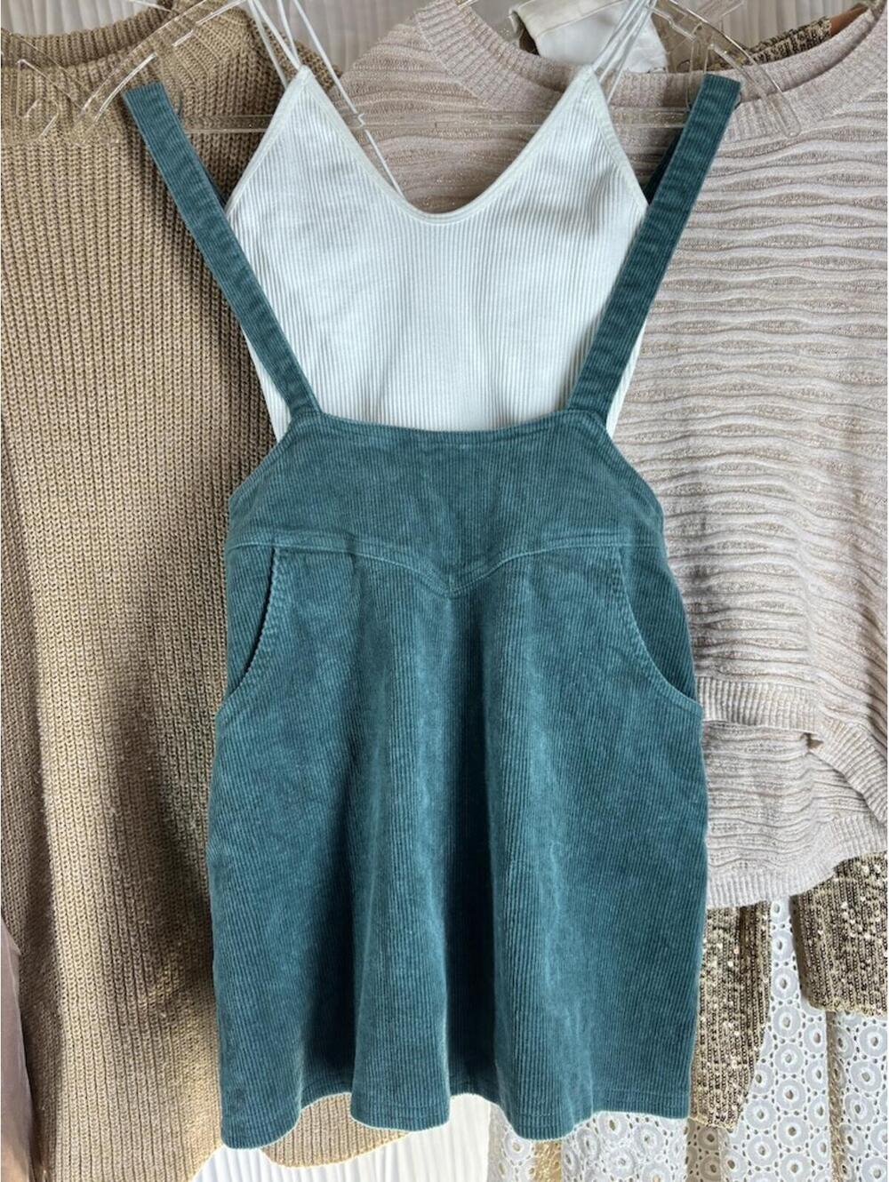 Mia Joy Girls Emerald Green Corduroy Overall Dress – Skitall Size 10